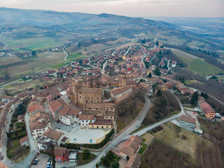 View of the city of Roddi, near Alba town, Piedmont, Italy