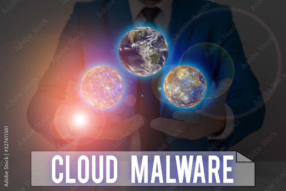 Aufkleber word writing text cloud malware. business photo showcasing malicious software file or program harmfu