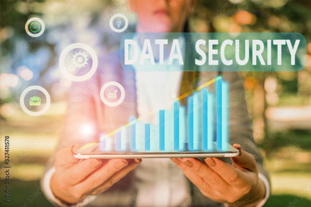 Poster word writing text data security. business photo showcasing the process of protecting data from unaut