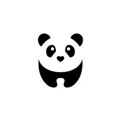 Cute panda black and white vector cartoon. Panda with heart nose character.