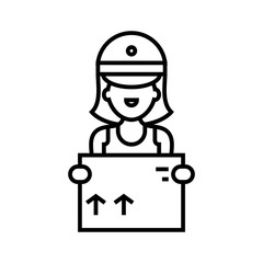 Percel courier line icon, concept sign, outline vector illustration, linear symbol.