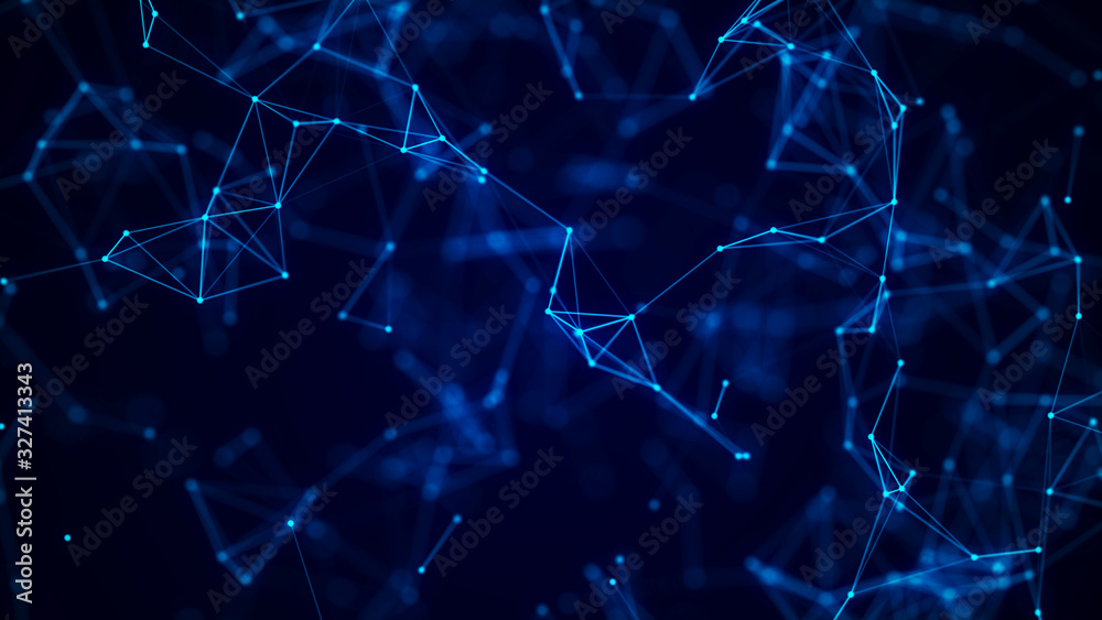 Aufkleber Network connection dots and lines. Technology background. Plexus. Big data background. 3d rendering.