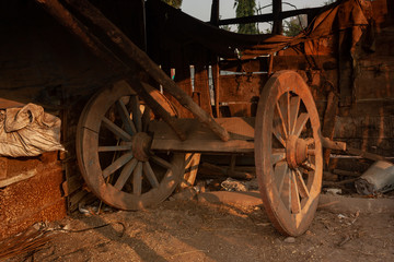 Fototapeta na wymiar Bullock Cart in Indian village under a shed