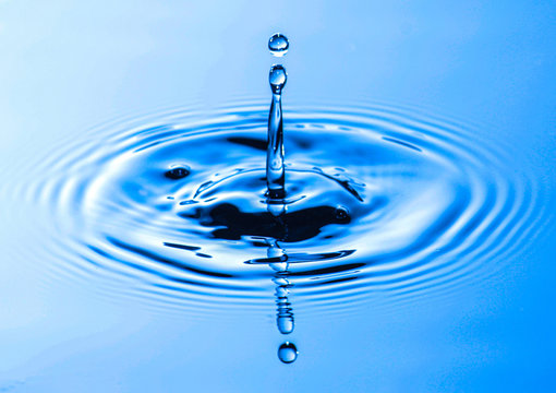 Close-up of a water droplet and splash crown