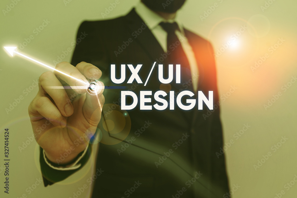 Poster text sign showing ux or ui design. business photo showcasing two different elements of a single cons