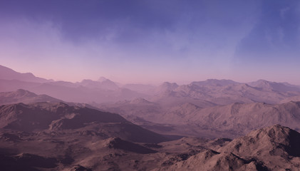 3d generated fantasy landscape of lonely desert mountains