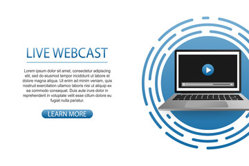 Concept live webcast for web page, banner, presentation, social media, documents. Watch video online.