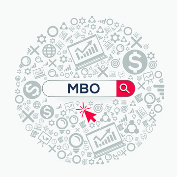 MBO mean (management by objectives) Word written in search bar ,Vector illustration.