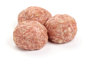 Minced meat meatballs, isolated on white background