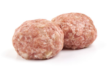 Minced meat meatballs, isolated on white background