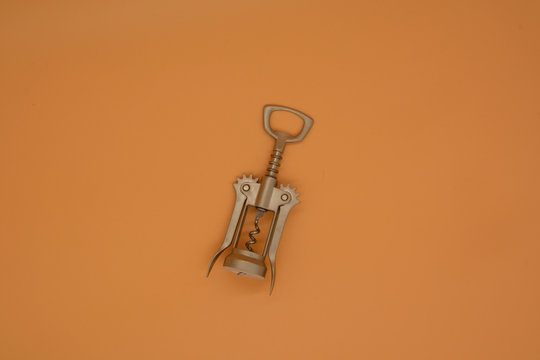 Old Worn Chrome Plated Wing Corkscrew Reverse Side Isolated On White Background - Powered by Adobe