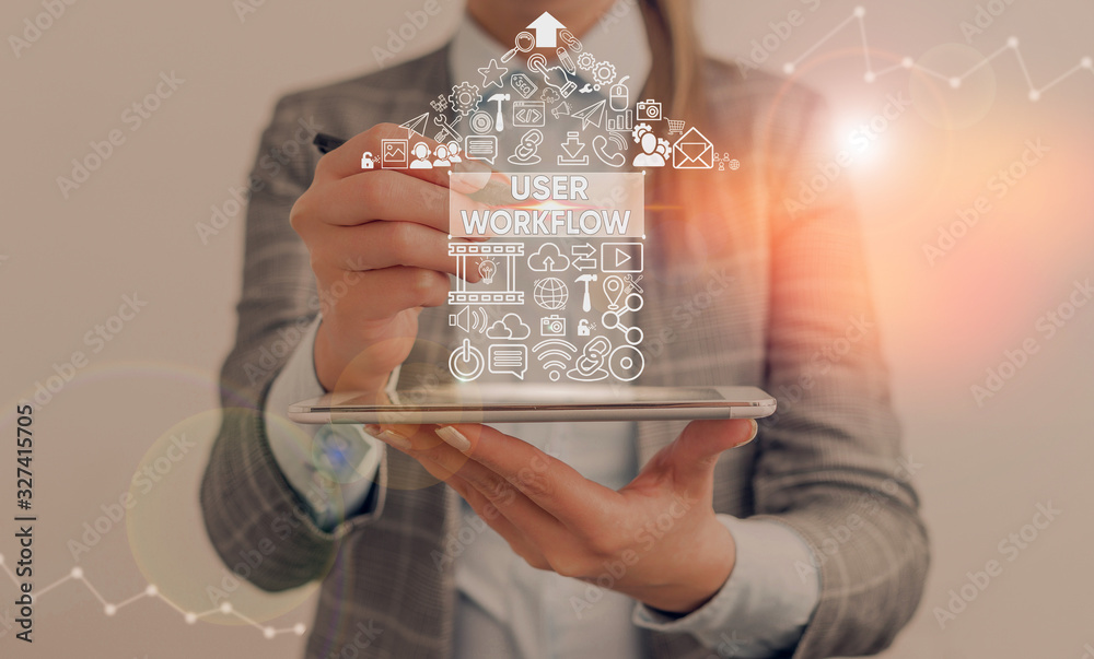 Poster word writing text user workflow. business photo showcasing orchestrated and repeatable pattern of bu