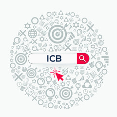 ICB mean (industry classification benchmark) Word written in search bar ,Vector illustration