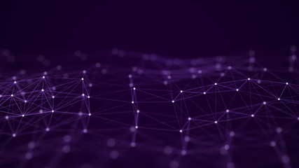 Blue digital background. Network connection structure on dark background. 3D rendering.