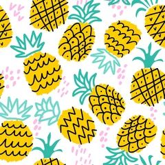 Foto op Aluminium Pineapple vector seamless pattern illustration. Summer tropical fruit © gala.draw