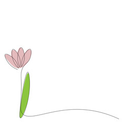 Flower border one line drawing vector illustration