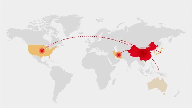 Global outbreak infection. Novel Coronavirus (2019-nCoV). China pathogen respiratory coronavirus 2019-nCoV originating in Wuhan, Asia-China map infographics. Virus Covid 19-NCP.