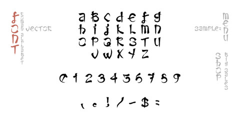 Poman alphabet in vector. Eastern style, font has small details so use in macro scale is possible.