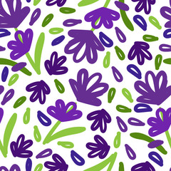 Abstract flower and foliage seamless pattern.Organic wallpaper,nature background for textile,banner,poster.Vector illustration