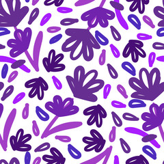 Abstract flower and foliage seamless pattern.Organic wallpaper,nature background for textile,banner,poster.Vector illustration