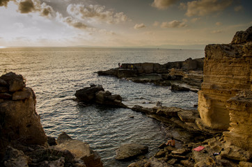 Mallorca, Spain, October 1st 2016 : Sunset at Mallorca rock beach