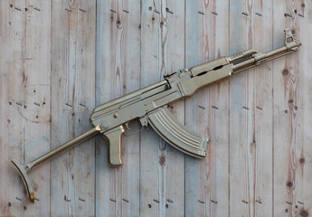gold Kalashnikov assault rifle AK-47