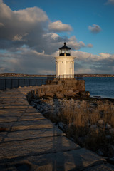 Portland Breakwater Lighthouse at sunset - Bug Light Park - South Portland, Maine.