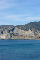 Fototapeta na wymiar View of ancient Genoese fortress in Sudak, Crimea, Russia.