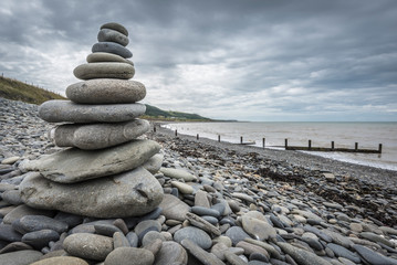 stack of stones on the beach