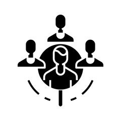 Headhunting black icon, concept illustration, vector flat symbol, glyph sign.