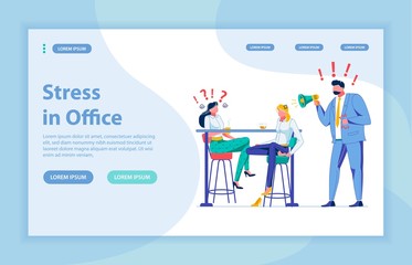 Stress in Office. Landing Page with Copy Space