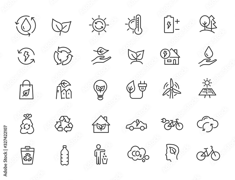 Aufkleber set of linear ecology icons. environment icons in simple design. vector illustration