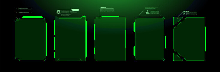 Futuristic Vector HUD Interface Screen Design. Digital callouts titles. HUD UI GUI futuristic user interface screen elements set. High tech screen for video game. Sci-fi concept design.