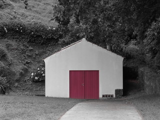 Shed with red door 