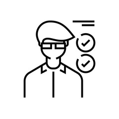 Person taking a test line icon, concept sign, outline vector illustration, linear symbol.