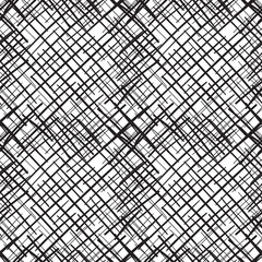 Abstract scratched seamless pattern. Thin crossing hatching lines. Chaotic stroked texture. Scribbled wrapping background. Vector eps8 illustration.