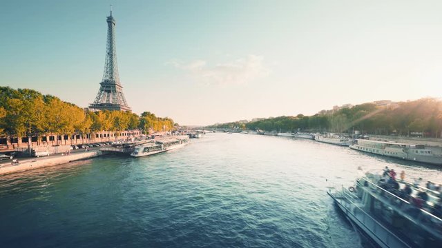 Eiffel tower and sunny morning, Paris, France
