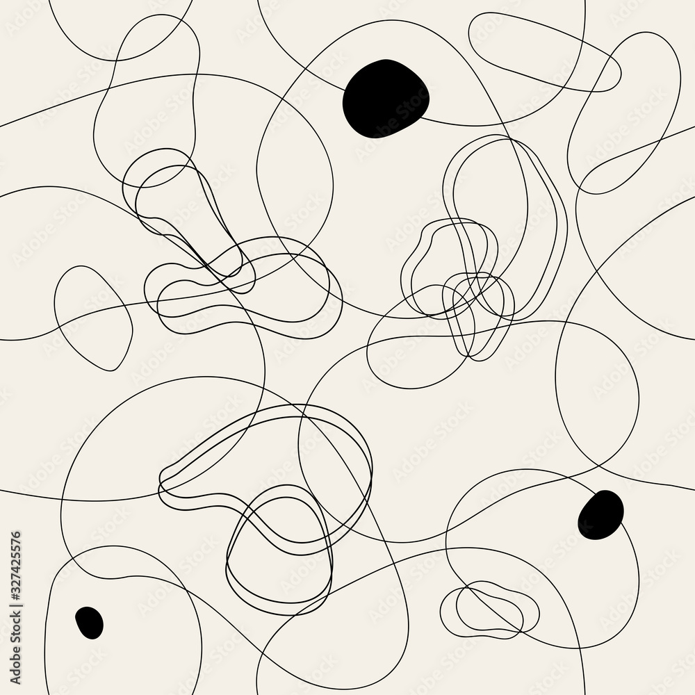 Wall mural seamless abstract pattern in doodle style. hand drawn interesting chaotic background