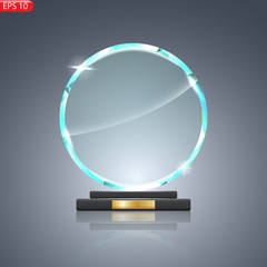 Glass Trophy Award. First place Prize plaque