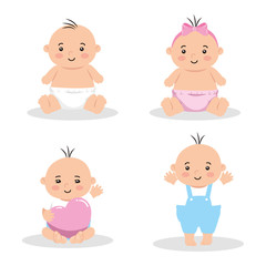 group of cute little babies vector illustration design