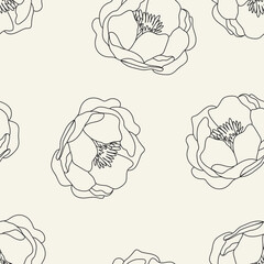 Seamless floral pattern with Peony. Vector illustration.
