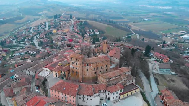 View of the city of Roddi, near Alba town, Piedmont, Italy
