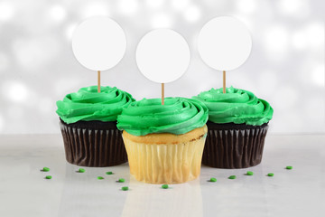 Green Cupcake Topper Mockup for St. Patrick's Day