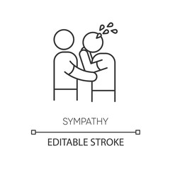 Sympathy pixel perfect linear icon. Thin line customizable illustration. Friendly consolation and support, emotional care, friendship contour symbol. Vector isolated outline drawing. Editable stroke