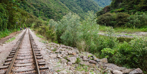 Fototapeta na wymiar Rail road to Aguas Calientes/Peru. to get to Machu Picchu