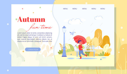 Obraz premium Autumn Fun Time for Kids Landing Page Flat Design