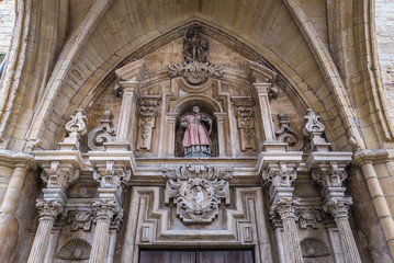 Details of Roman Catholic Church of Saint Vincent in San Sebastian, Basque County of Spain