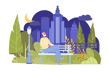 Elderly Man Walking in Park Himself Illustration.