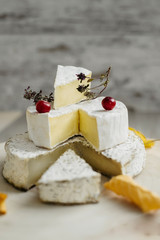 craft organic cheese (camembert, brie) with berries