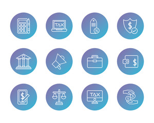 bundle of taxes set degraded style icons